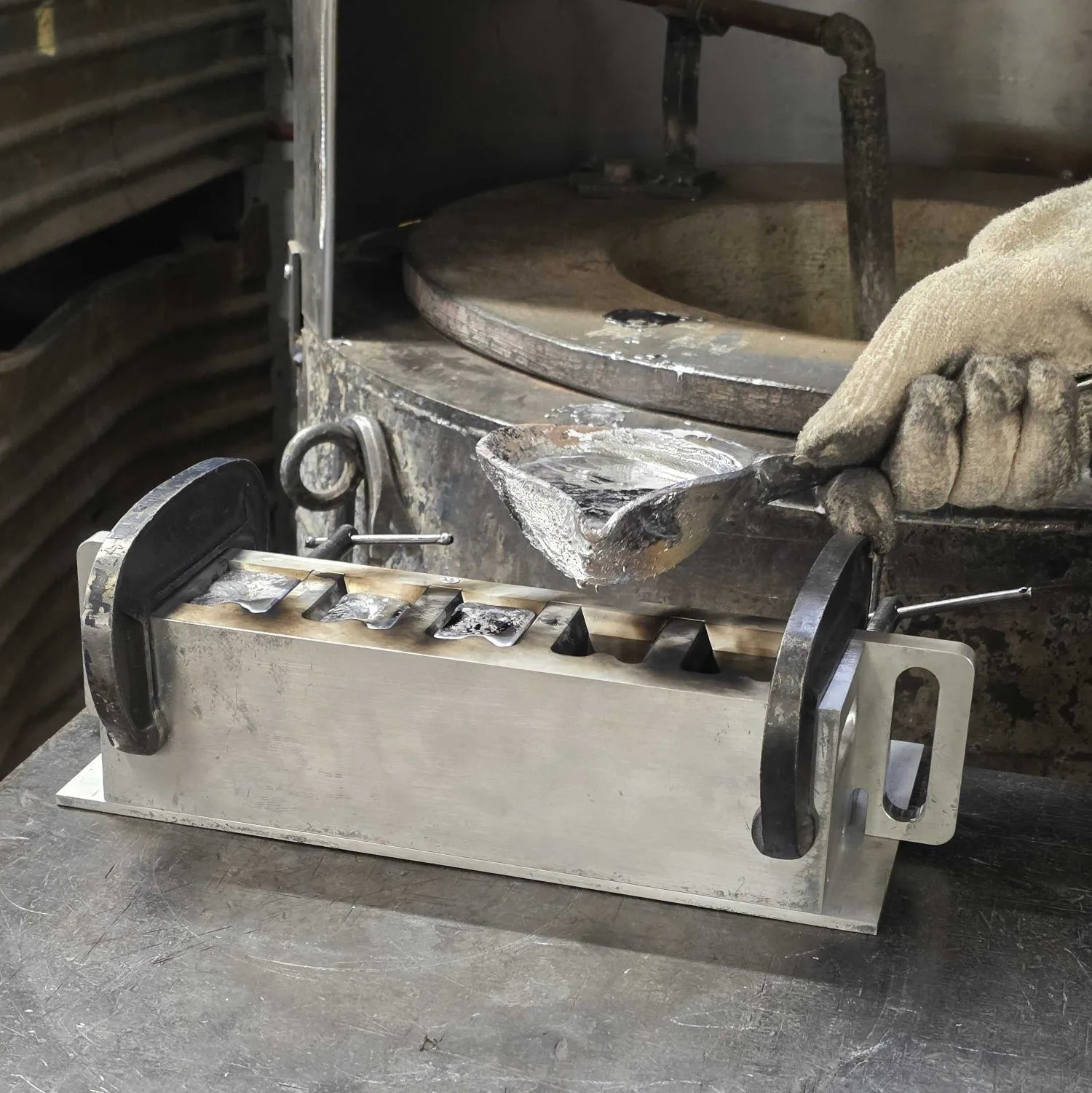 Detail of the lead casting tool cavities