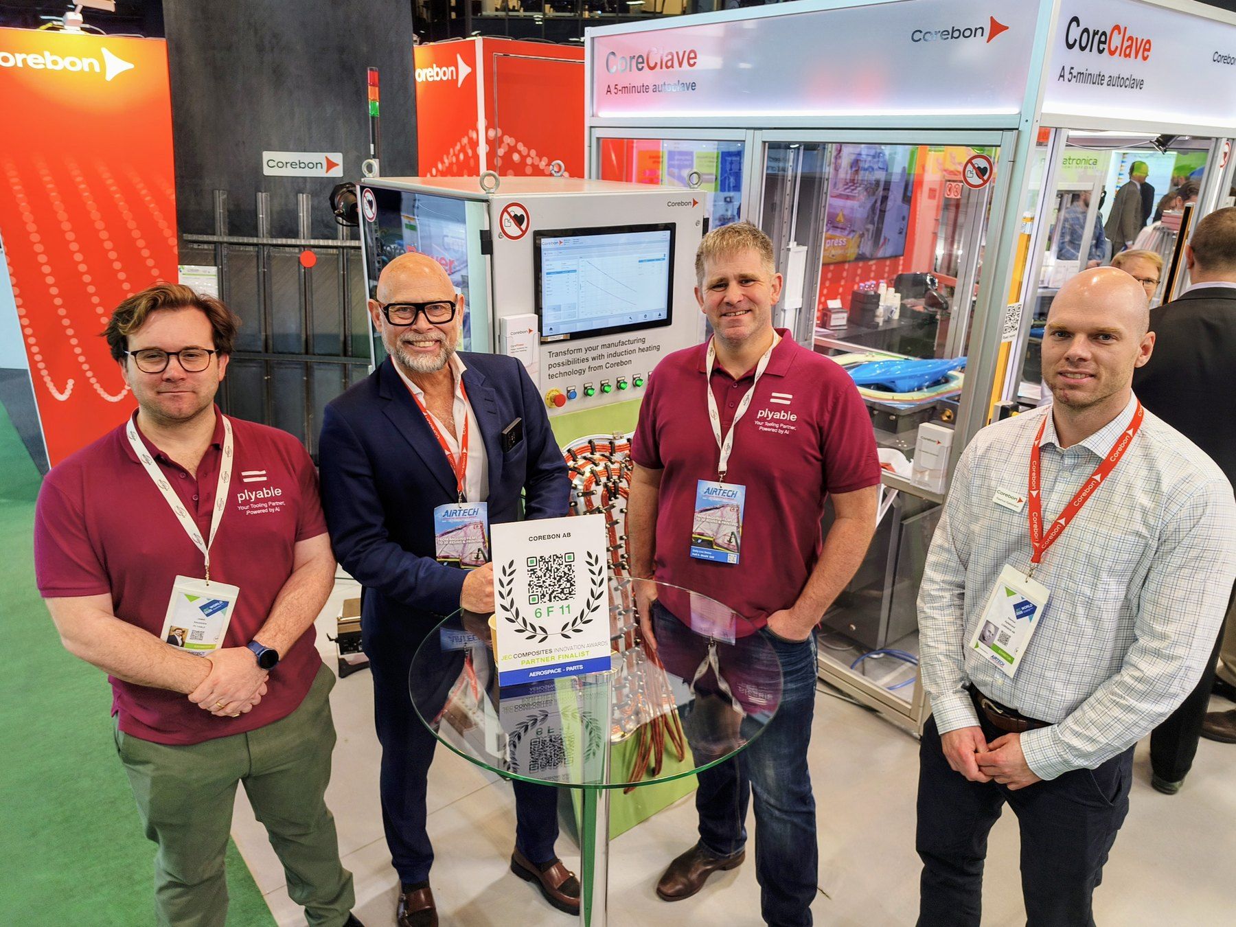Plyable and Corebon teams at the Corebon exhibition stand